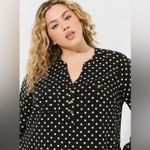 Torrid Harper Challis Long Sleeve Polka Dot Blouse Plus Size 1X Pinup Retro Vibe Photo 1
