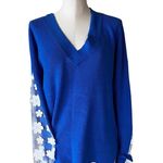 French Connection NWT Caballo Floral-Lace Sleeve Sweater Blue / White Photo 2