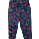 Vintage 80s 90s Shades Multicolor Floral Denim Jeans Size 13 Retro Mom Jeans Blue Photo 0
