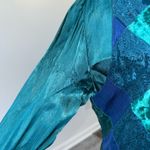 Vintage 90s Phool Patchwork Vest Blouse 2 Piece Set Rayon Teal Emerald L Large Green Photo 4