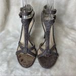 Brian Atwood  Laetitia‎ Glitter 4.5” Heels T-Strap Strappy  Party Metallic 8 Photo 6