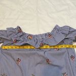Active USA 52  Cold Shoulder Blue White Stripe Ruffle Floral Top Size Medium Photo 4
