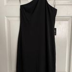 EXPRESS NWT Black One Shoulder Sheath Dress Photo 3