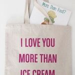 I Love You More Than Ice Cream Canvas Tote in Cream & Hot Pink NWOT! Photo 0