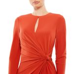Mac Duggal  Long Sleeve Keyhole Draped Gown Red Sz 10 NWT Formal Maxi Dress 55708 Photo 5