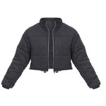 Pretty Little Thing  Cropped Puffer Zip Up Jacket Black Size 4 Photo 3