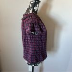 Ulla Johnson  Plaid Printed Fringes Shirt Top Size 0 Purple Blue Photo 3