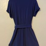 1. State  women's belted cuffed sleeve blue romper small Photo 11