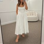 Reformation  | Balia 100% Linen Midi Dress with Pockets in White Photo 3