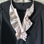 J.Crew Women’s Black & Blush Pink Ruffle V-Neck Long Sleeve Top Size Small Photo 1