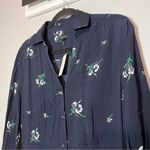 Ann Taylor  Factory Dress Navy Blue Long Sleeve Size 2 NWT Button Front Collared Photo 3