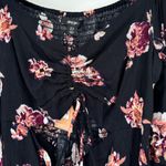 Nasty Gal  Floral Ruched Skater Dress Black Cutout size 6 Long Sleeves NWT Photo 4