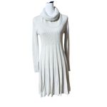 Calvin Klein Knit Ribbed Sweater Dress Cream Sparkle Cowl Size M Photo 10