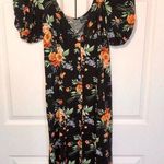 ASOS Design Black Floral Button Down Midi Dress Size US 8 Photo 3