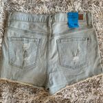 Garage NWT Light Wash High Waisted Distressed Garge Shorts w/ Raw Hem Photo 3