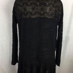 Free People  Black Knit Long Sleeve Sheer Back Oversized Top Blouse XS Photo 2