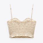 ZARA NWT  BUSTIER CROP TOP BLOGGERS FAV RUCHED BEIGE XL Photo 6