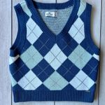 Hollister  Argyle Crop Sweater Vest Small Layers Preppy Blue Diamond Photo 0