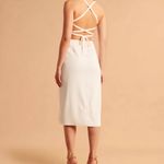 Abercrombie & Fitch Ruched Bust Tie Strap Back White Midi Slit Dress XS Photo 1