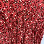 Free People Size XS Mini Dress Clara Floral Tie-waist Tunic In Red Floral V-Neck Photo 3