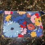 Kate Spade  Pencil Pouch Cosmetic Bag Plastic Covered Flowers‎ (Papyrus) Blue R Photo 0