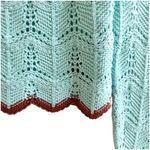 Urban Outfitters  Crochet Knit Cropped Top Size Medium Teal Brown Trim Boho Photo 3