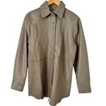 Quince NWT Sheep Leather Button Front Shirt Jacket Women’s XS In Mushroom Photo 2