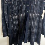 Nic+Zoe  Womens Cardigan Sweater L Blue Striped Button Front Cotton Blend NWT Photo 8