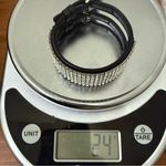 Swavorski SWAROVSKI Swan Signed Crystal Rhinestones Leather Buckle Wide Cuff Bracelet 24g. Photo 9