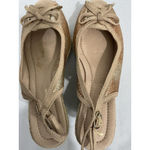 Womans Fed International 37 (6.5) Gold Sparkly Espadrille Wedge Sandal Open Toe Photo 5