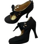 Bongo Women's Black Heels with Bow Accent Photo 2