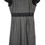 J.Crew ‎ Tweed Lace Trim Sheath Dress Gray Black Short Sleeve Women 2 Wool Blend Photo 0