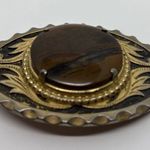 Western Belt Buckle Black & Brown Agate Vintage Cowboy 60's Silver and goldtone Photo 1
