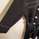 ZARA Basic Contrast Stitch Mini Shirt Dress Black White L Photo 6