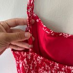 Grace Karin  Sz S Oversized Midi Red Floral Tank Dress Stretch Pleated Lined Photo 3