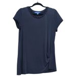 Simply Vera, Vera Wang Simply Vera Wang Womens Medium NWT Dark Blue Studded Short Sleeve Top Photo 0