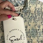 easel Babydoll Smocked Antique Blue Cream Floral Damask Lace Trim Dress S Boho Photo 6