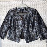 Tribal Womens Size 4 Brown Metallic 1 Button Open Front 3/4 Sleeve Jacket Blazer Photo 2