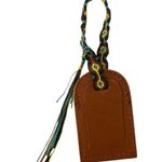 Consuela NWOT Brown Leather Bag Tag Luggage Tag Friendship Bracelet Embossed Photo 5
