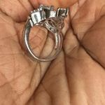 Vintage Silver Crystal Fashion Clover Ring Size 7 Photo 7