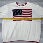 Vintage Carly Blake American Flag USA Ribbed Hem Crew Neck Sweater Large Red Photo 7