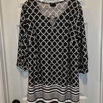 Tacera  Black/White Print Scoop Neck 3/4 Sleeve Blouse 2X Photo 0