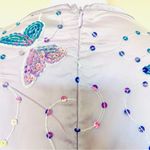 SheIn Curve Purple & Blue Butterfly Print Sequin Long Sleeve Tulle Maxi Dress. Photo 10