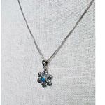 Silver 925 Simulated Fire Opal Snowflake 18" Necklace + Drop Earring Set Jewelry Silver Photo 2