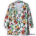 LC Lauren Conrad shawl collar blazer fruit pattern one button ruched 3/4 sleeve Photo 0