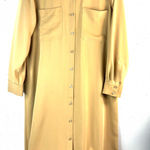 Charles Henry  L Satiny Button Down Pocketed Shirt Dress in Golden Tan Photo 0