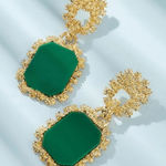 SheIn NWT  Gold & Green Dangling Earrings Photo 0