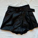 ZARA Black faux leather shorts with belt detailing l shorts Photo 0