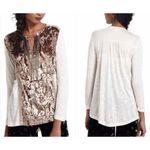 Anthropologie Tiny Gilded Acacia Henley Gold Velvet Size Small Ivory by  Photo 3