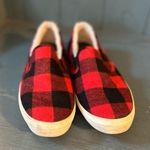 Old Navy Red and Black Plaid Slip-On Shoes | Size 8.5 Photo 0